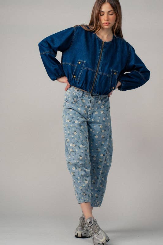 Urban Daizy - Floral Print Relaxed Fit Denim Pants-Goodwynn'sGoodwynn's