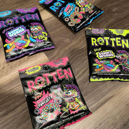 Rotten Candy - Gummy Worms & Cruncheez Candy Display: GF, Low Sugar