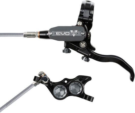 Hope EVO TR4 Disc Brake Lever Set - Left Hand Post Mount 4-Piston Braided Hydraulic Hose BLK/Smoke-Goodwynn's