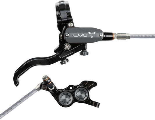 Hope EVO GR4 Disc Brake Lever Set - Right Hand Post Mount 4-Piston Braided Hydraulic Hose BLK/Smoke-Goodwynn's