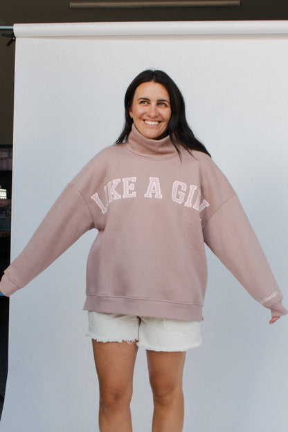 Ski Like a Girl - Like a Girl Mock Neck Fleece Sweater