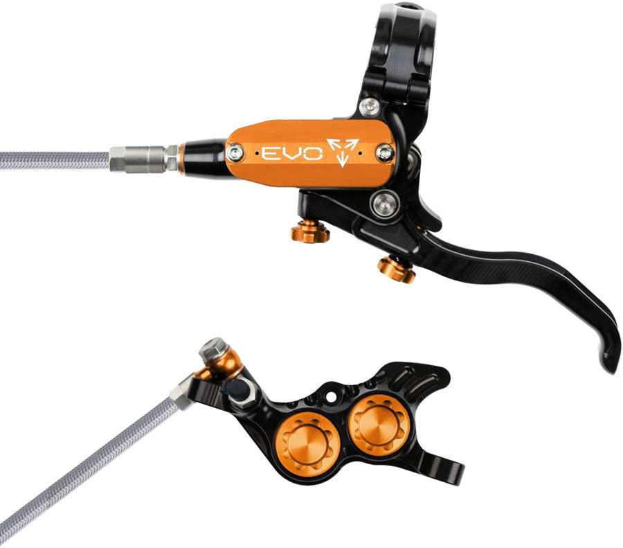 Hope EVO GR4 Disc Brake Lever Set - Left Hand Post Mount 4-Piston Braided Hydraulic Hose BLK/Orange-Goodwynn'sGoodwynn's