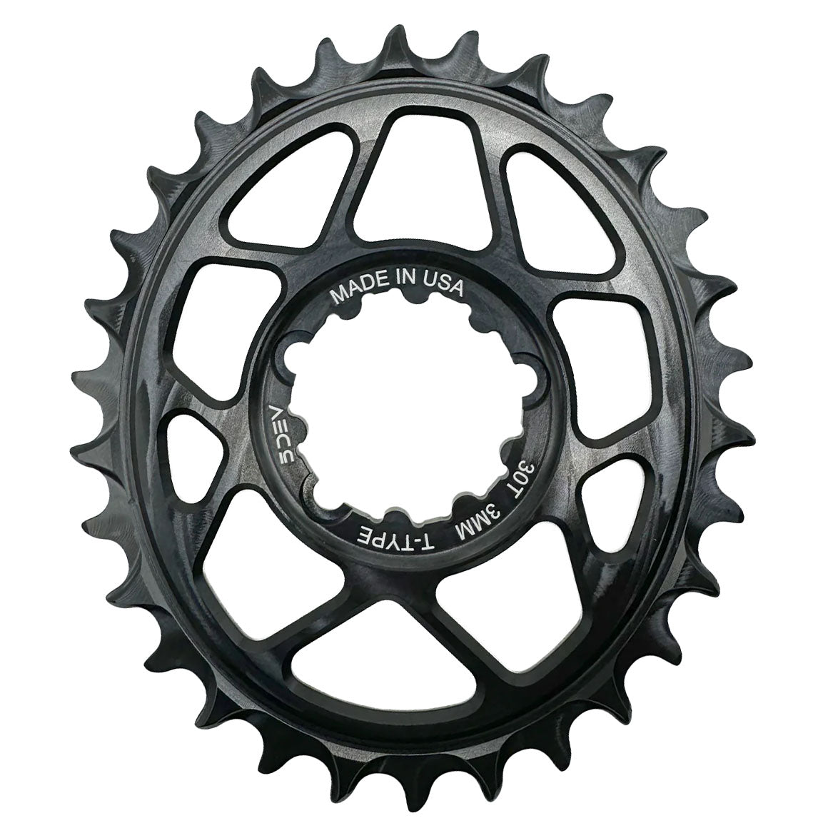 5Dev T-Type Oval 3-Bolt Chainring 3mm Offset 30T - Black-Goodwynn'sGoodwynn's
