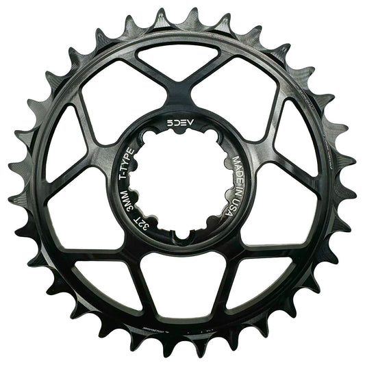 5Dev T-Type 3-Bolt Chainring 3mm Offset 34T - Black-Goodwynn's