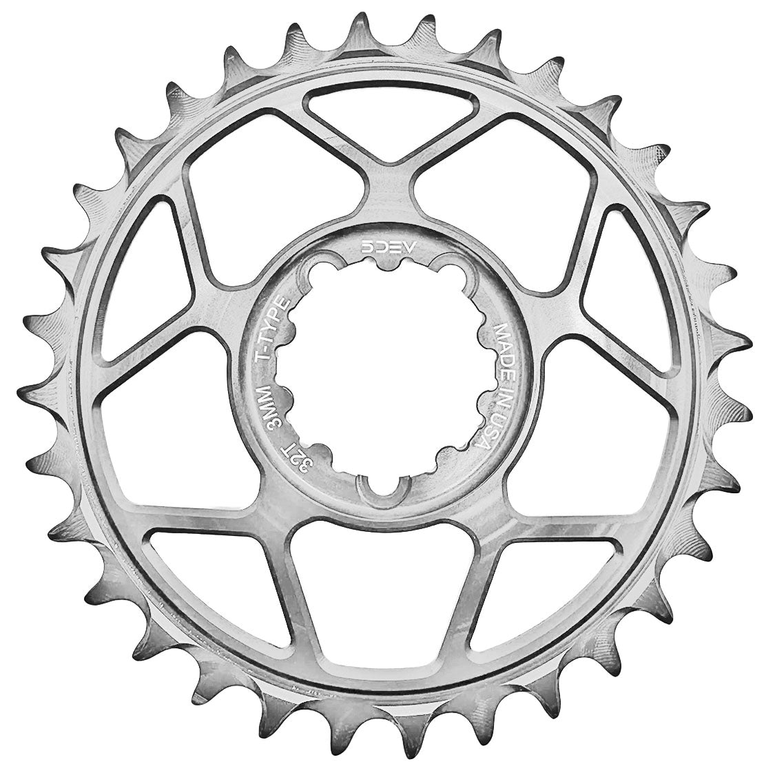 5Dev T-Type 3-Bolt Chainring 3mm Offset 32T - Clear/Silve-Goodwynn'sGoodwynn's