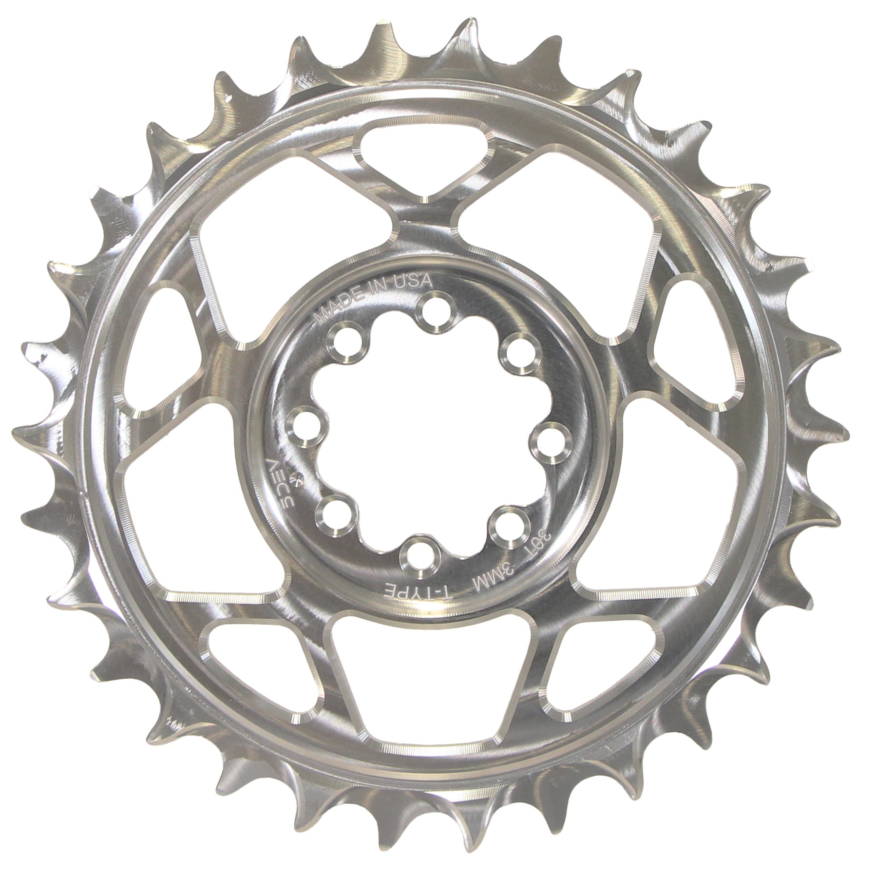5Dev T-Type 8-Bolt Chainring 3mm Offset 32T - Clear-Goodwynn'sGoodwynn's