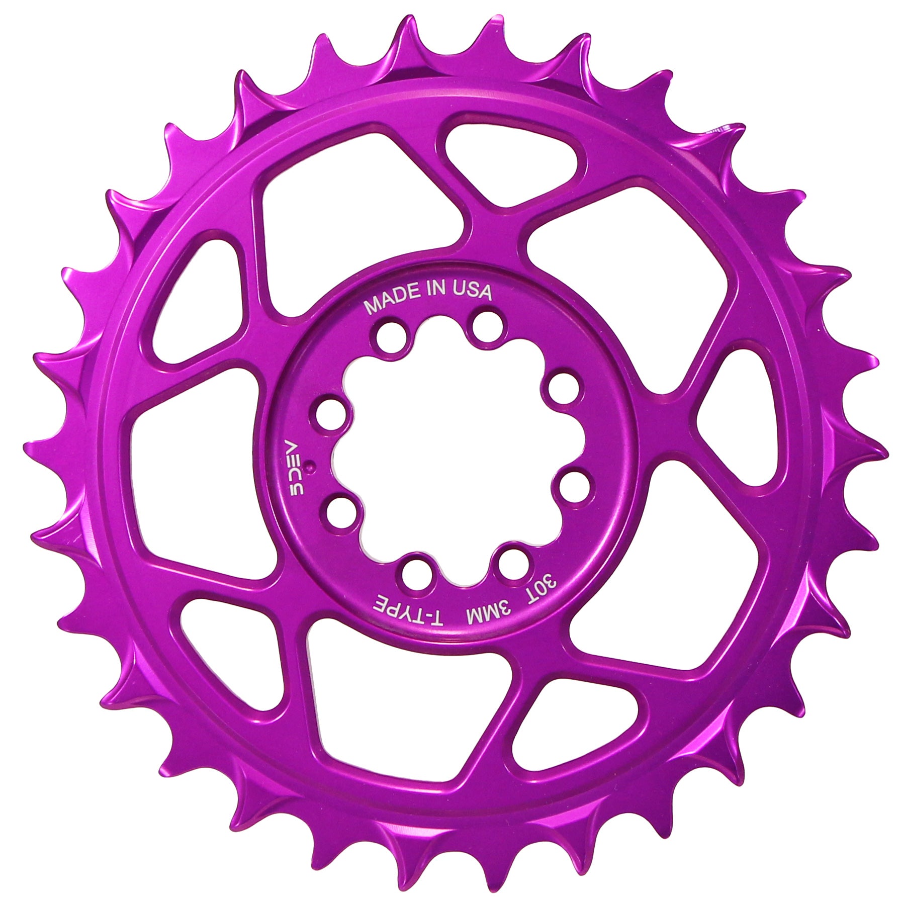5Dev T-Type 8-Bolt Chainring 3mm Offset 30T - Purple-Goodwynn'sGoodwynn's