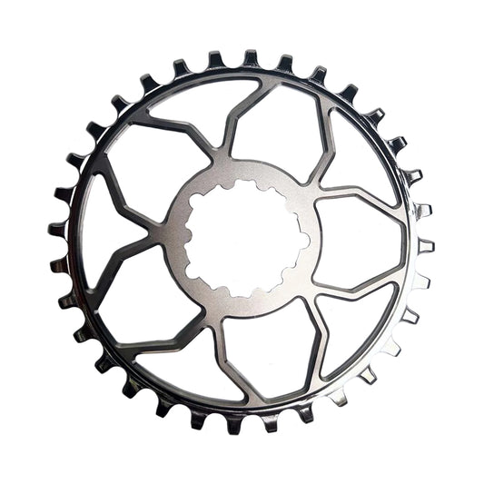 5Dev Titanium 3-Bolt Chainring 3mm Offset 30T - Raw/Silv-Goodwynn's