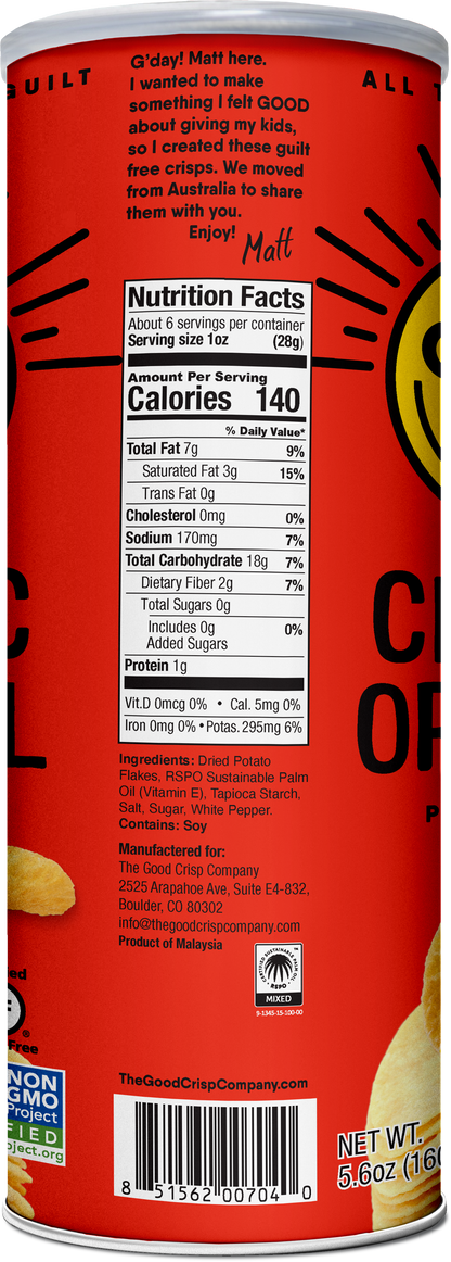 The Good Crisp Company - Classic Original Chips - 5.6oz Cans (Case of 8)