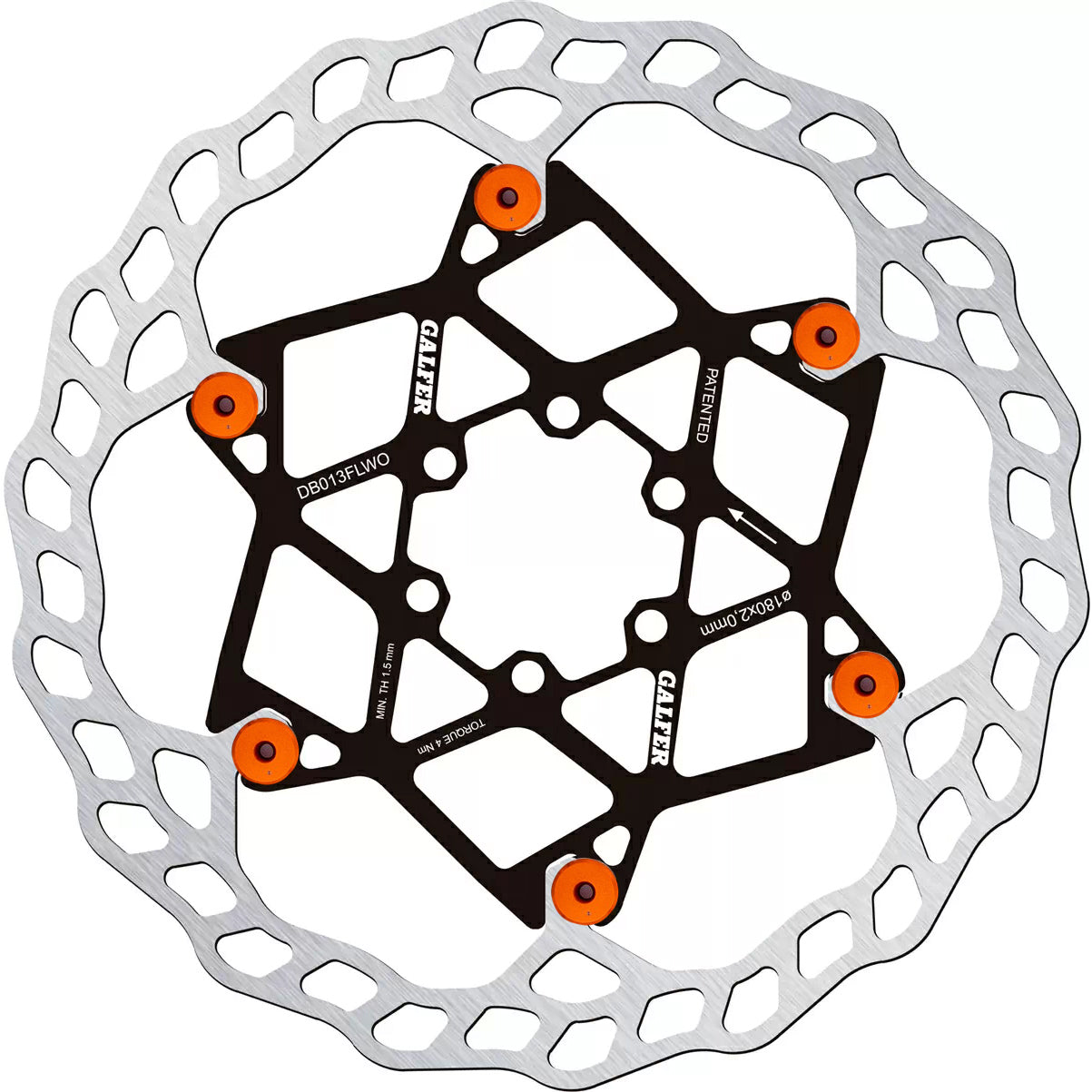 Galfer Floating Wave Disc Brake Rotor - 180mm x 2.0mm 6-Bolt Orange-Goodwynn'sGoodwynn's