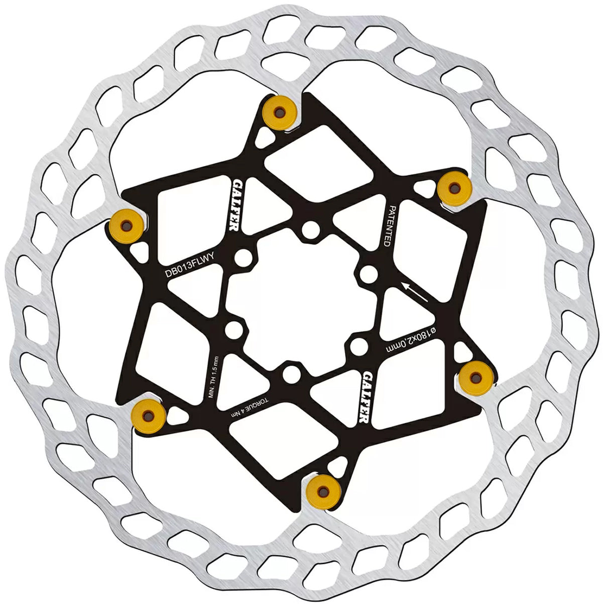Galfer Floating Wave Disc Brake Rotor - 180mm x 2.0mm 6-Bolt Yellow-Goodwynn'sGoodwynn's