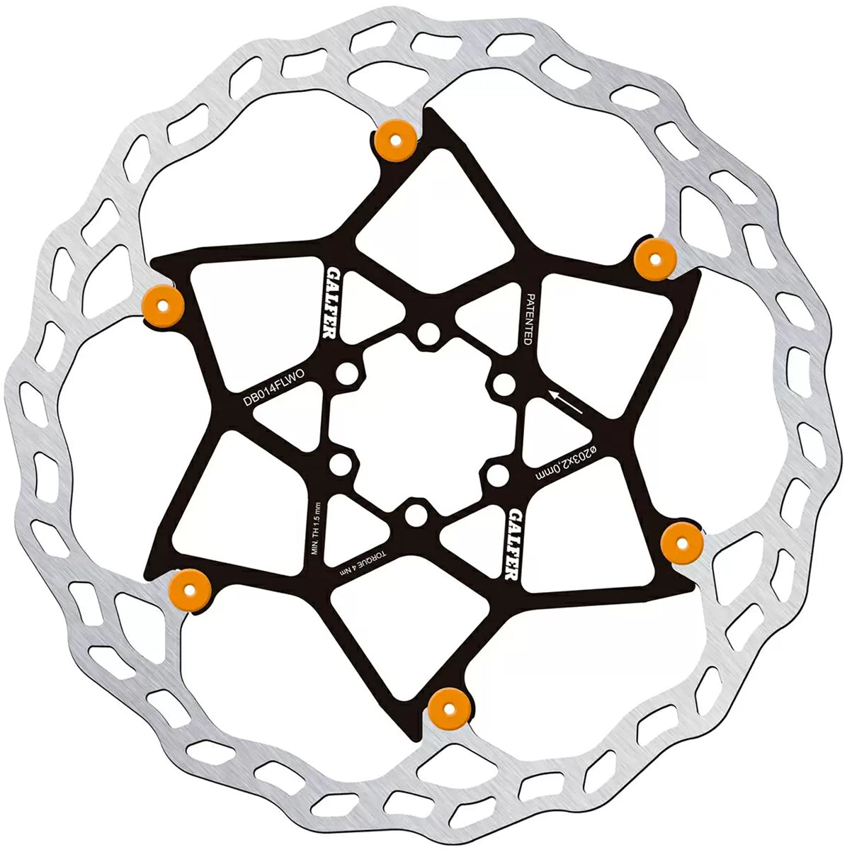 Galfer Floating Wave Disc Brake Rotor - 203mm x 2.0mm 6-Bolt Orange-Goodwynn'sGoodwynn's