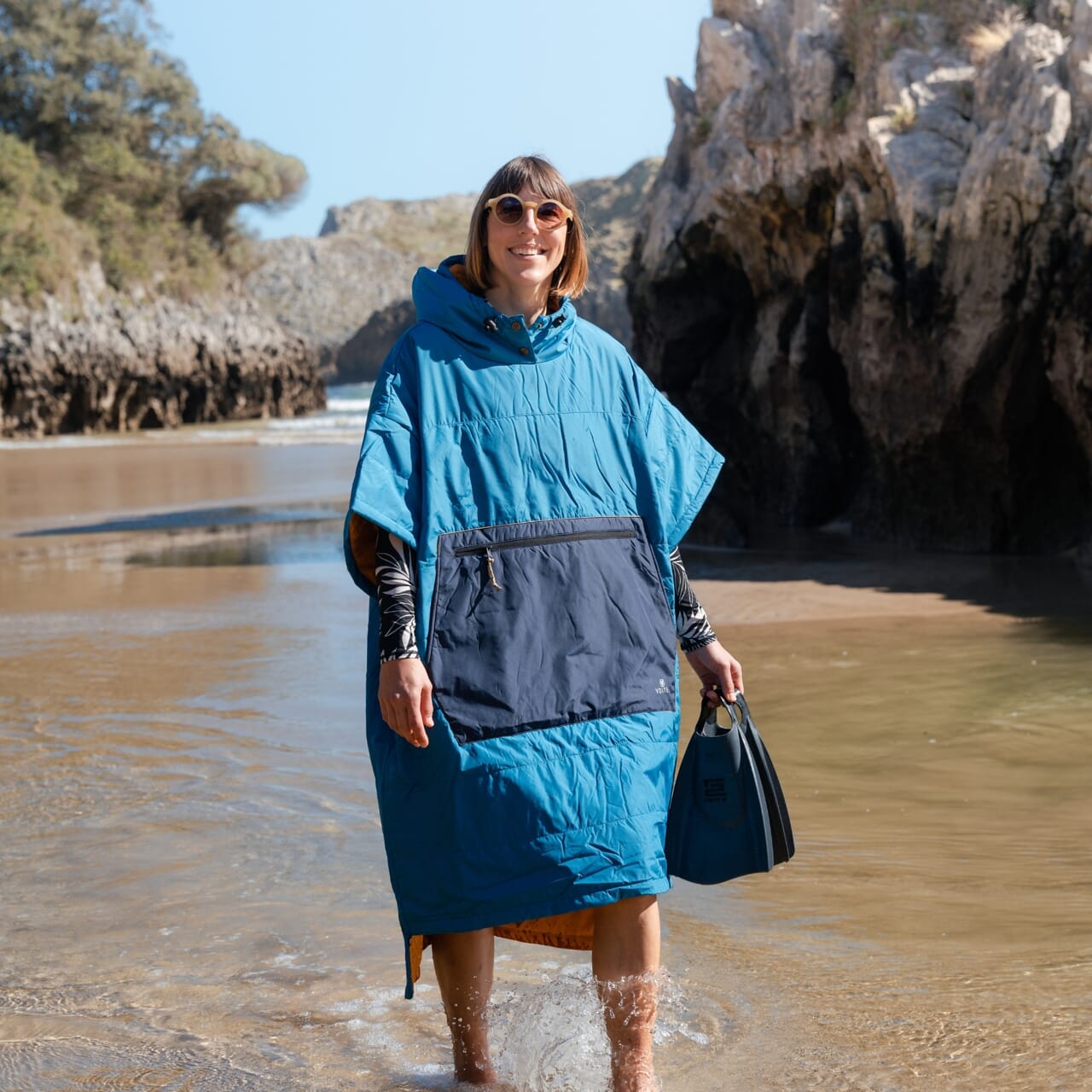 VOITED 2nd Edition Outdoor Poncho for Surfing, Camping, Vanlife & Wild Swimming - Blue Steel-Goodwynn'sGoodwynn's