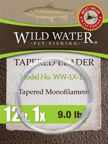 Wild Water Fly Fishing 12' Tapered Monofilament Leader 1X, 6 Pack-Goodwynn'sGoodwynn's