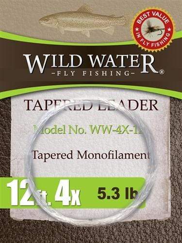 Wild Water Fly Fishing 12' Tapered Monofilament Leader 4X, 6 Pack-Goodwynn'sGoodwynn's