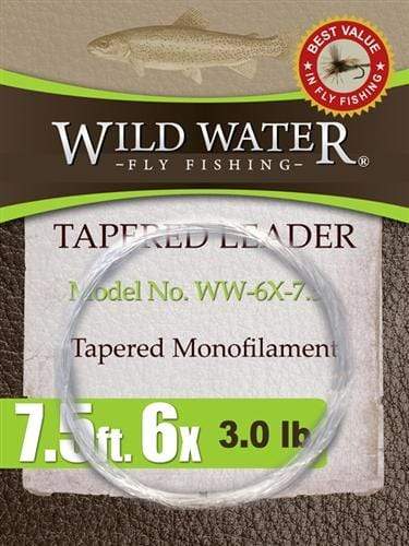 Wild Water Fly Fishing 7 1/2' Tapered Monofilament Leader 6X, 6 Pack-Goodwynn'sGoodwynn's