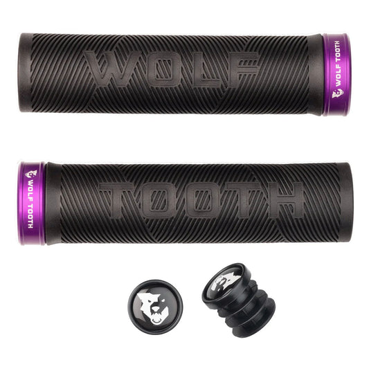 Wolf Tooth Components Echo Lock-On Grip Set Black/Ultraviolet Purple-Goodwynn's