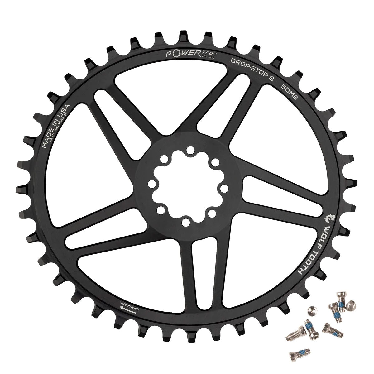 Wolf Tooth Elliptical Direct Mount Chainring - 40t SRAM Direct Mount Drop-Stop B For SRAM 8-Bolt Cranksets 6mm Offset BLK-Goodwynn'sGoodwynn's