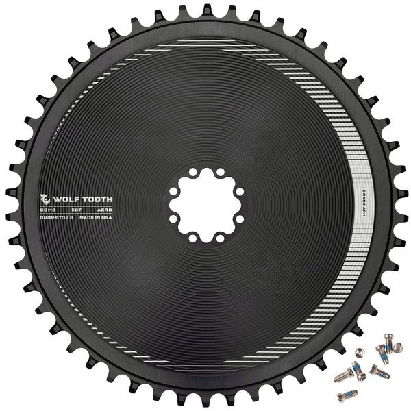 Wolf Tooth Components Aero Chainring 8-Bolt Drop-Stop B 50T Blk-Goodwynn'sGoodwynn's