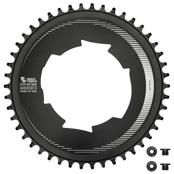 Wolf Tooth Components Aero Chainring 107 BCD Drop-Stop B 46T Blk-Goodwynn'sGoodwynn's