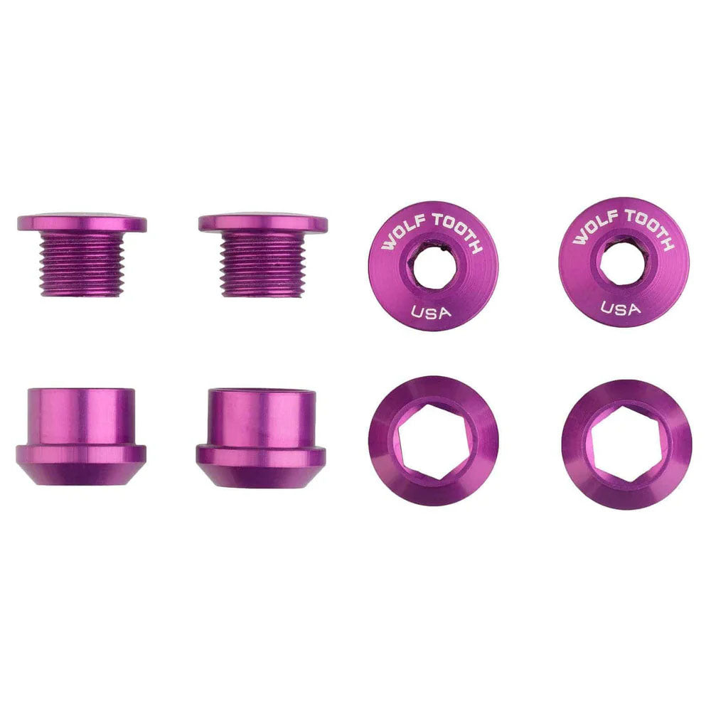 Wolf Tooth Components Single Chainring Bolt/Nut Set 4pc Ultraviolet Purple