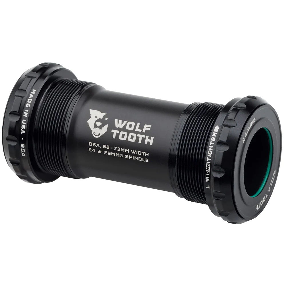 Wolf Tooth Bottom Bracket - English (BSA) 68/73mm For 24mm Spindle Black-Goodwynn'sGoodwynn's