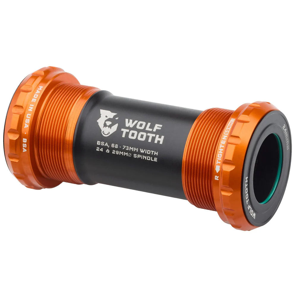 Wolf Tooth Bottom Bracket - English (BSA) 68/73mm For 24mm Spindle Orange-Goodwynn'sGoodwynn's