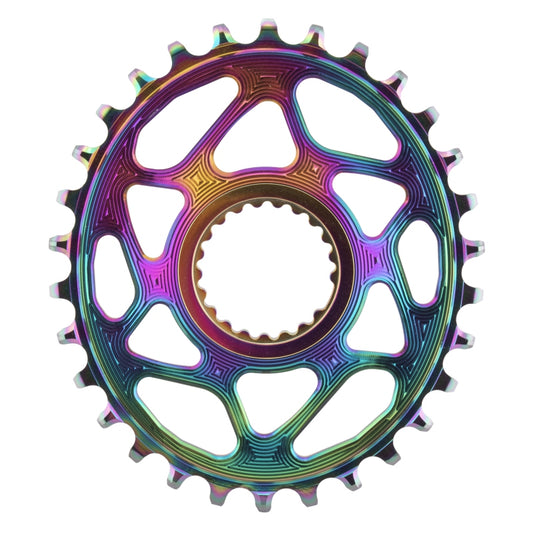 Absolute Black Shimano Direct Mount Oval Chainring 30T - PVD Rainbow