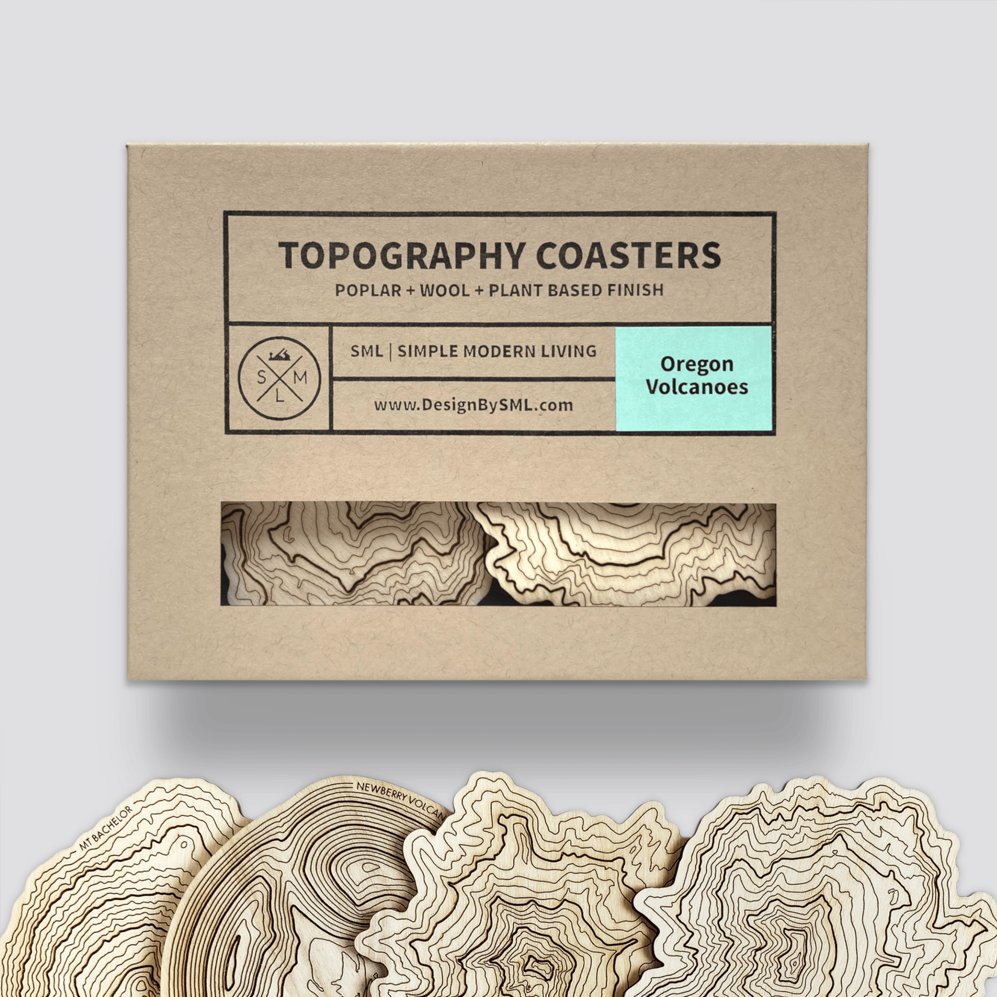 SML | Simple Modern Living - OR Volcanoes Topography Coasters - Set of 4-Goodwynn'sGoodwynn's
