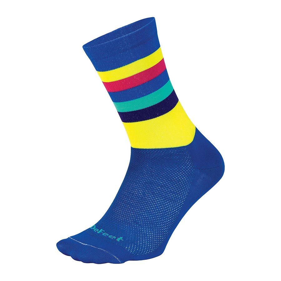 DeFeet Aireator 6" Socks Maverick Blue/Neon Yellow XL Pair-Goodwynn'sGoodwynn's