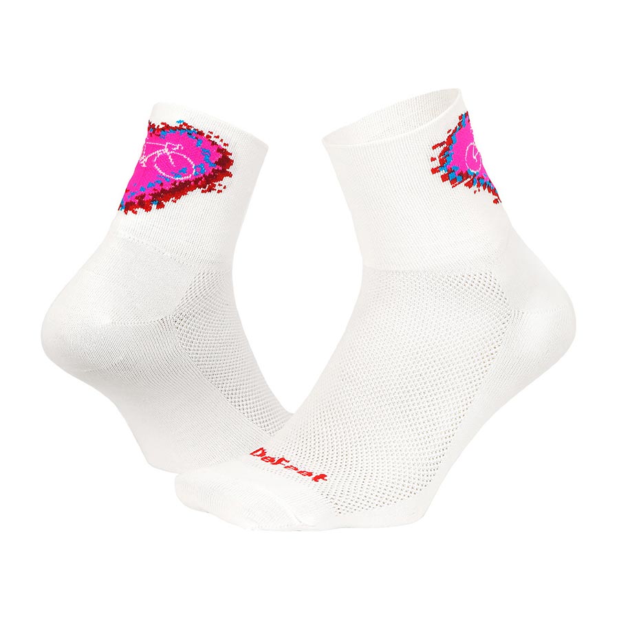 DeFeet Aireator 2-3" Cuff Socks White/Pink L Pair-Goodwynn'sGoodwynn's