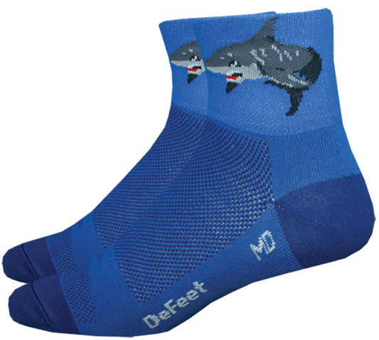 DeFeet Aireator 3" Shark Attack! Socks 9.5-11.5 Blue-Goodwynn's