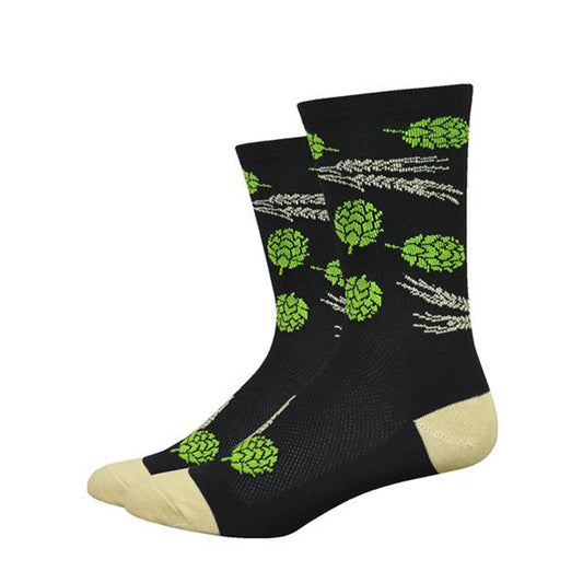 DeFeet Aireator 6" Hops and Barley Socks 9.5-11.5 Black-Goodwynn's
