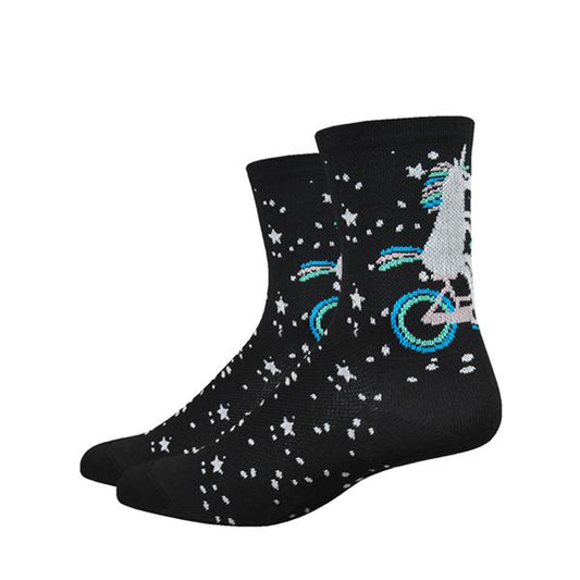 DeFeet Aireator 4" Unicorn Womens Socks 5-7 Black-Goodwynn's