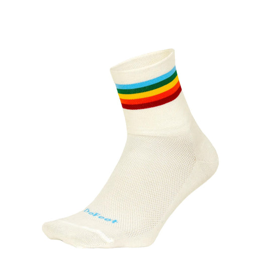 DeFeet Wooleator Pro 3" Prism Socks 7-9 Natural w/ Stripes