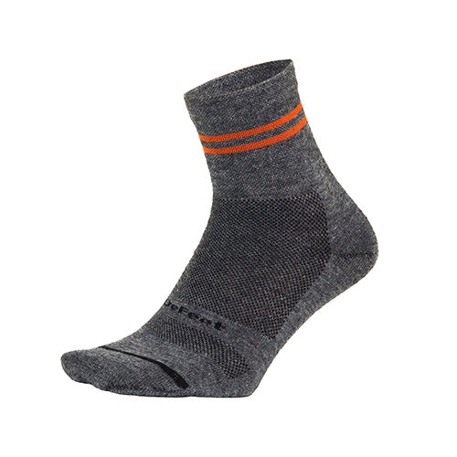 DeFeet Wooleator Pro 3" Gravel Gray Socks 7-9 Orange Stripe