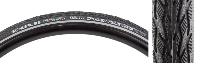 Schwalbe Delta Cruiser Plus Hybrid Tire 700x28C Folding Clincher GreenCompound PunctureGuard 50TPI Black-Goodwynn'sGoodwynn's