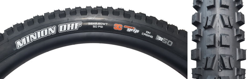 Maxxis Minion DHF Tire - 29 x 2.50 Tubeless Folding BLK 3CG DH Wide Trail E-50-Goodwynn'sGoodwynn's