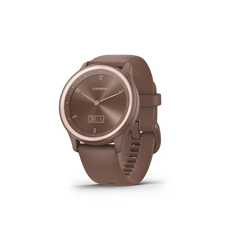 Garmin vívomove Sport Hybrid Smartwatch - 40mm Cocoa Case Peach/Gold Accents Silicone Band