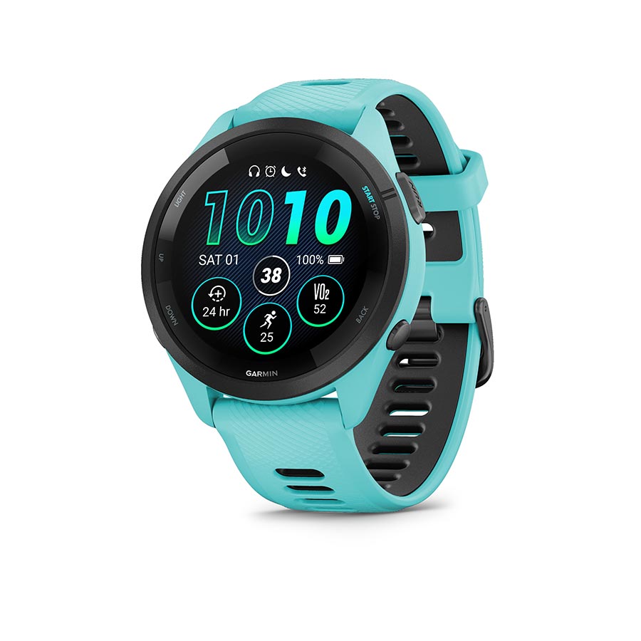 Garmin Forerunner 265 Music Watch Watch Color: Aqua Wristband: Aqua/Black - Silicone-Goodwynn'sGoodwynn's