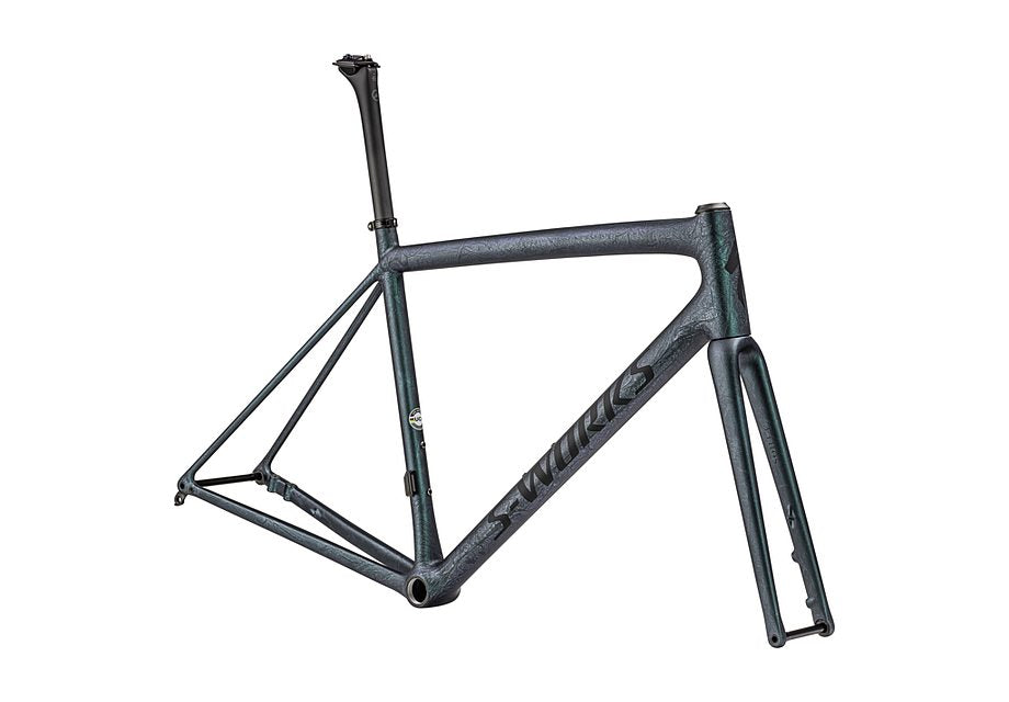 Specialized aethos S-Works frmset satin oil granite over metallic deep lake / white sage 56