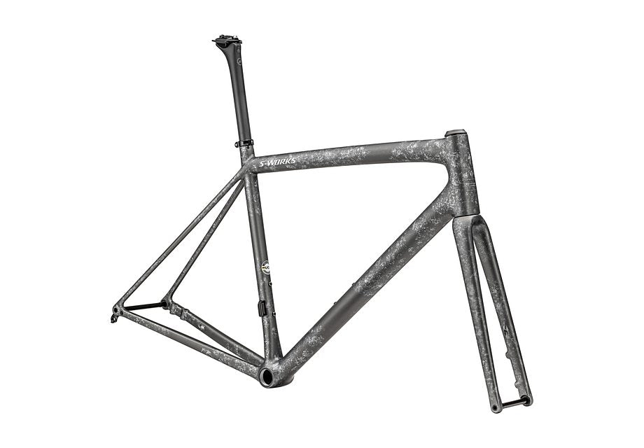 Specialized aethos S-Works frmset satin silver pearl - black pearl organic color run/ brushed liquid silver 49-Goodwynn'sGoodwynn's