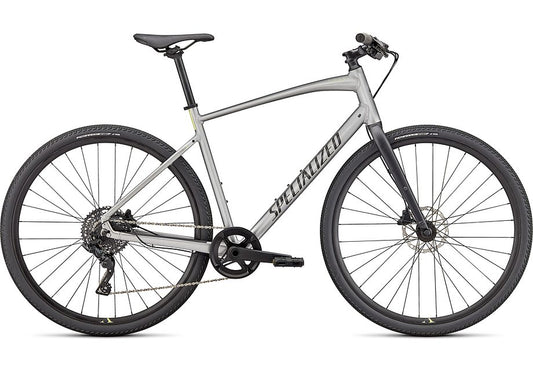 2022 Specialized sirrus x 3.0 bike gloss flake silver / ice yellow / satin black reflective xxs-Goodwynn's