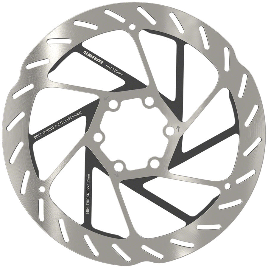 SRAM HS2 Disc Brake Rotor - 160mm 6-Bolt Rounded Silver/Black-Goodwynn'sGoodwynn's