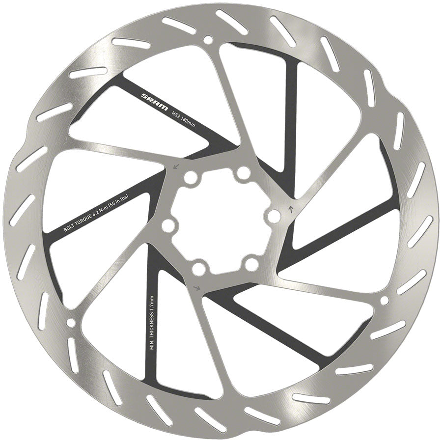 SRAM HS2 Disc Brake Rotor - 180mm 6-Bolt Rounded Silver/Black-Goodwynn'sGoodwynn's