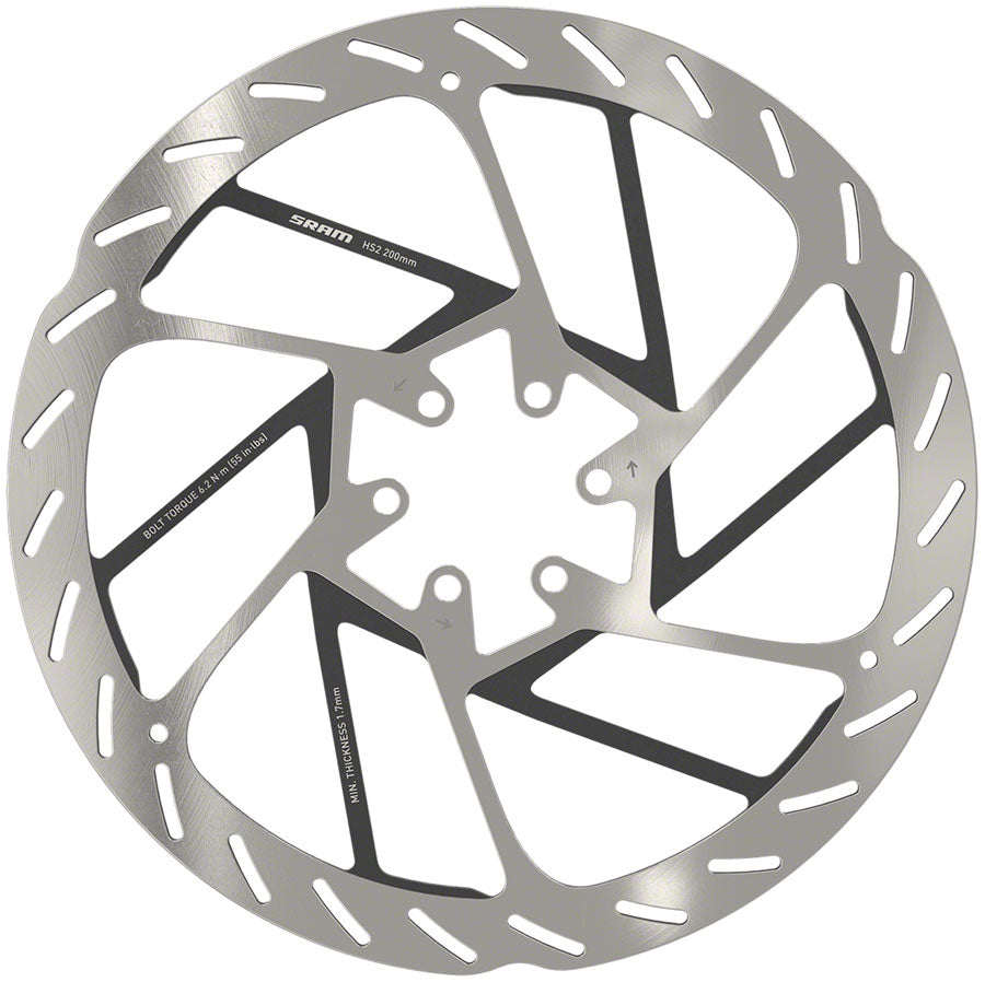 SRAM HS2 Disc Brake Rotor - 200mm 6-Bolt Rounded Silver/Black-Goodwynn'sGoodwynn's