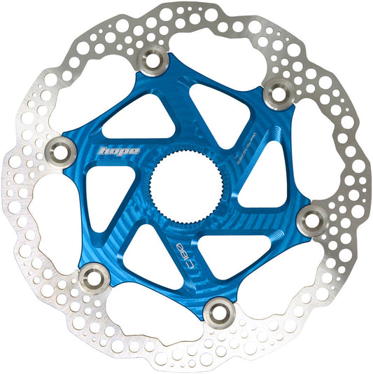 Hope MTB Floating Centre-Lock Disc Brake Rotor - 180mm Center-Lock Blue-Goodwynn's