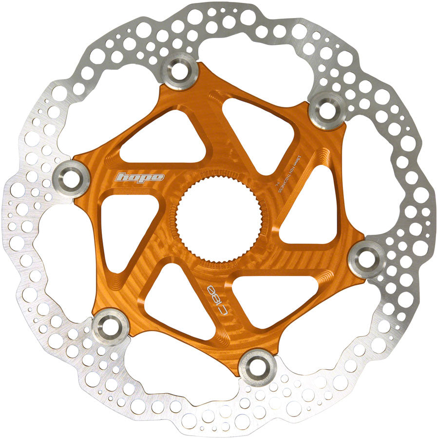 Hope MTB Floating Centre-Lock Disc Brake Rotor - 180mm Center-Lock Orange-Goodwynn'sGoodwynn's