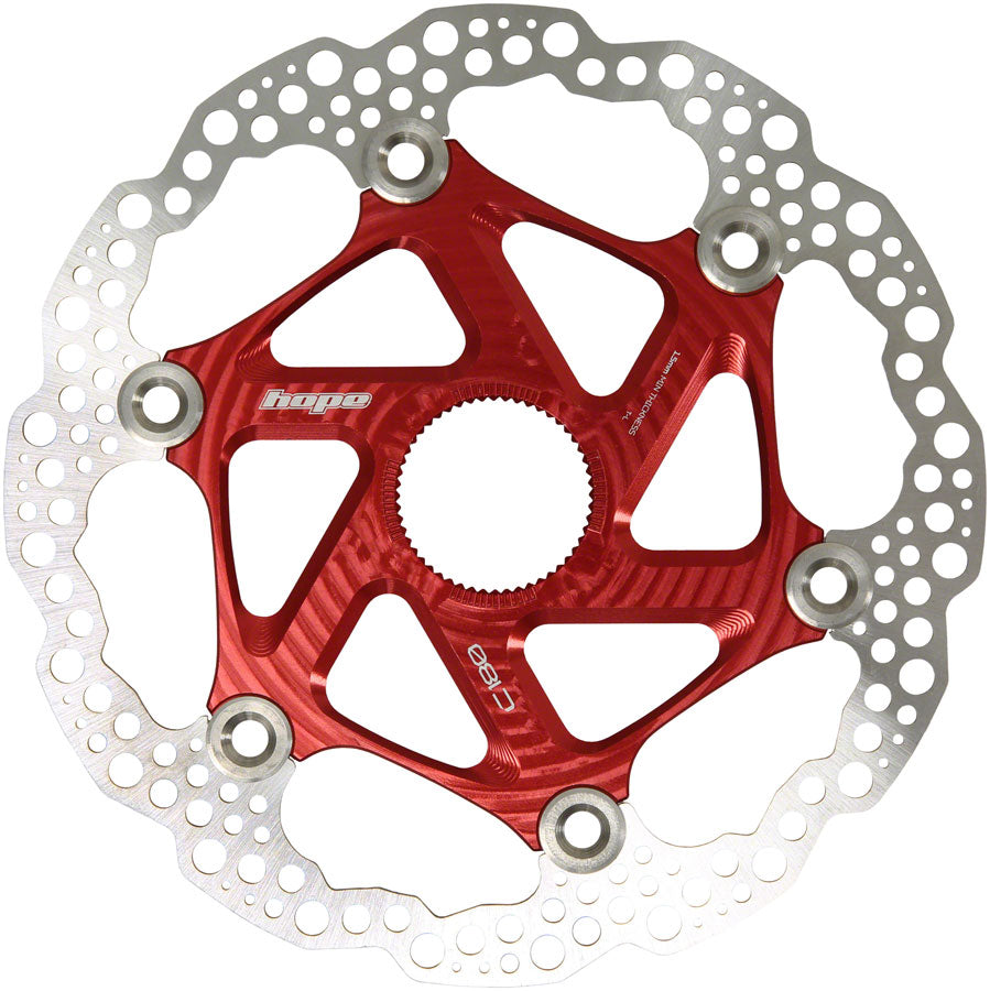 Hope MTB Floating Centre-Lock Disc Brake Rotor - 180mm Center-Lock Red-Goodwynn'sGoodwynn's
