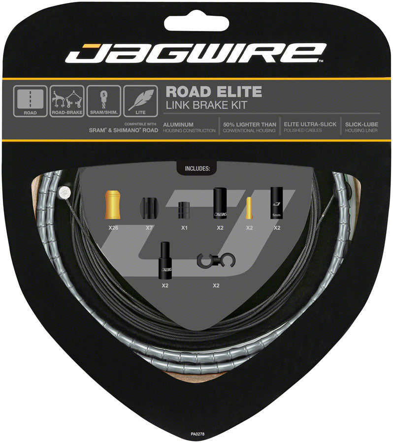 Jagwire Road Elite Link Brake Cable Kit SRAM/Shimano Ultra-Slick Uncoated Cables Ltd. Gray-Goodwynn'sGoodwynn's